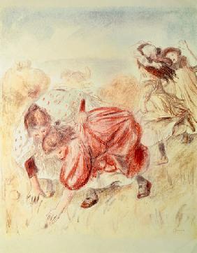 Young Girls Playing (coloured pencil)