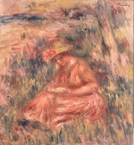 Woman seated on the grass a Pierre-Auguste Renoir