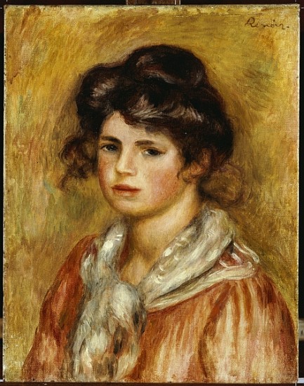 Young Girl with a White Handkerchief a Pierre-Auguste Renoir