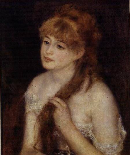 Young Woman Braiding her Hair a Pierre-Auguste Renoir