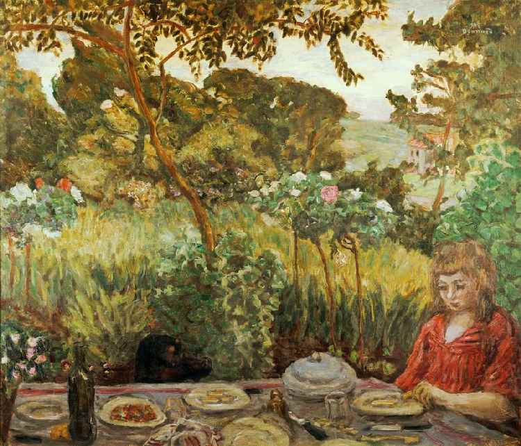 Fin de repas au jardin a Pierre Bonnard