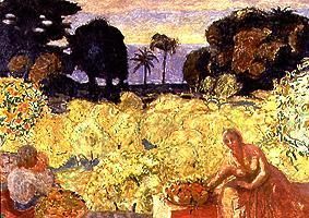 Woman and child (yellow landscape) a Pierre Bonnard
