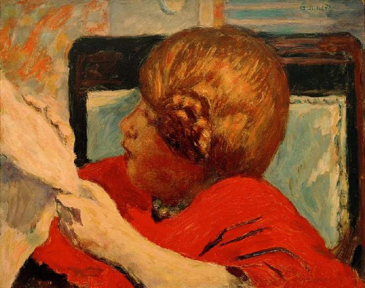 Woman reading a Pierre Bonnard