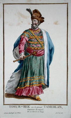 Tamburlaine (1336-1405) from 'Receuil des Estampes, representant les Rangs et les Dignites, suivant a Pierre Duflos