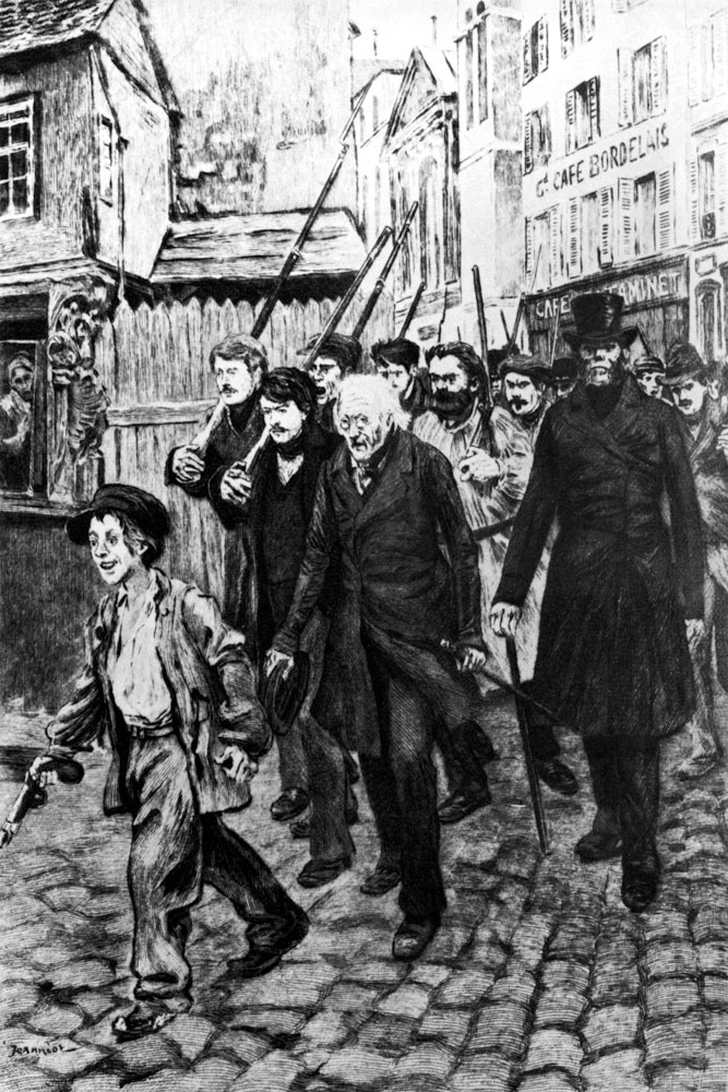 Gavroche Leading a Demonstration, illustration from 'Les Miserables' by Victor Hugo a Pierre Georges Jeanniot