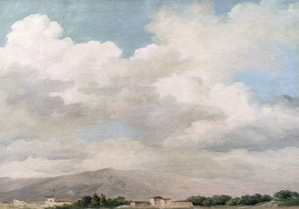 Study of the Sky at Quirinal (oil on paper mounted on card) a Pierre Henri de Valenciennes