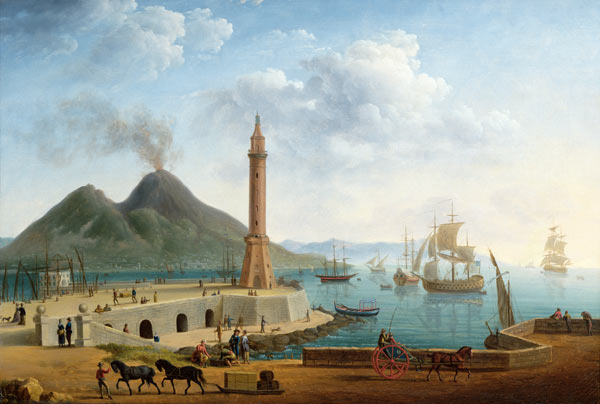 View of Vesuvius from the Harbour of Naples a Pierre Joseph Petit