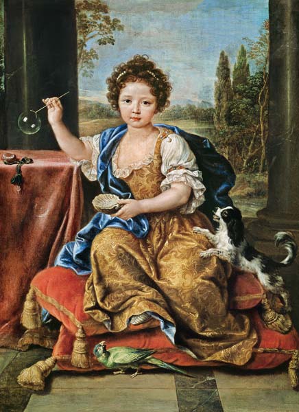 Marie-Anne de Bourbon (1666-1739) Mademoiselle de Blois, Blowing Soap Bubbles a Pierre Mignard