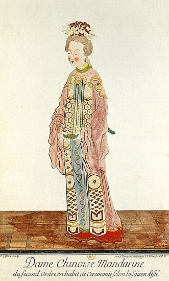 Portrait of a Mandarin Woman of the Second Order Wearing a Summer Ceremonial Costume, from ''Estat P a Pierre Pere Bouvet 1647Giffart