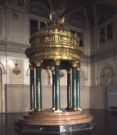 Model of a temple rotunda, 1827-34 (malachite, gilt a Pierre Philippe Thomire