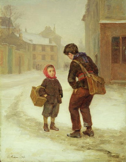 On the way to school in the snow a Pierre Edouard Frere