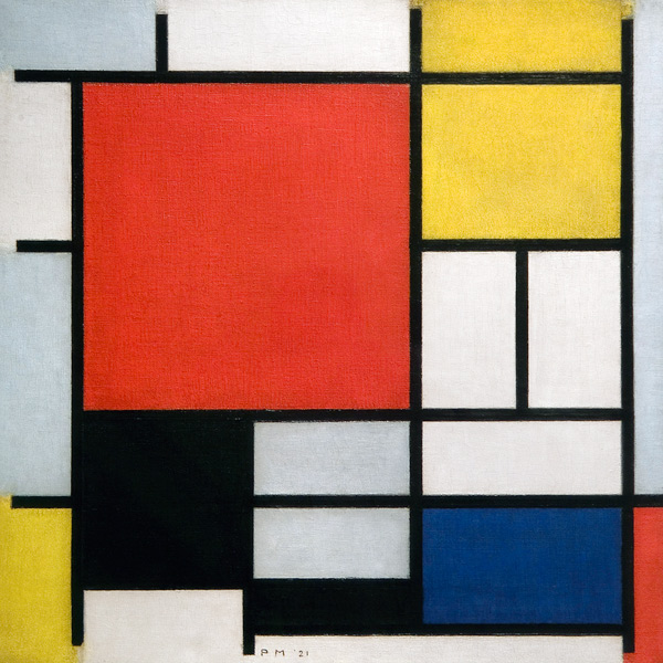 Composizione con rosso, giallo, blu e nero a Piet Mondrian