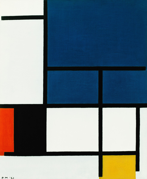 Composition with big blue space a Piet Mondrian