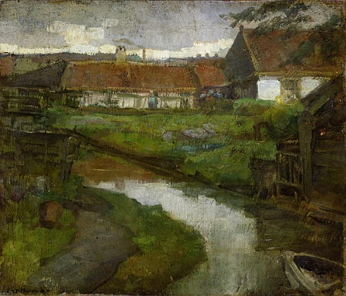 Farmstead and Irrigation Ditch with Prow of Rowboat a Piet Mondrian