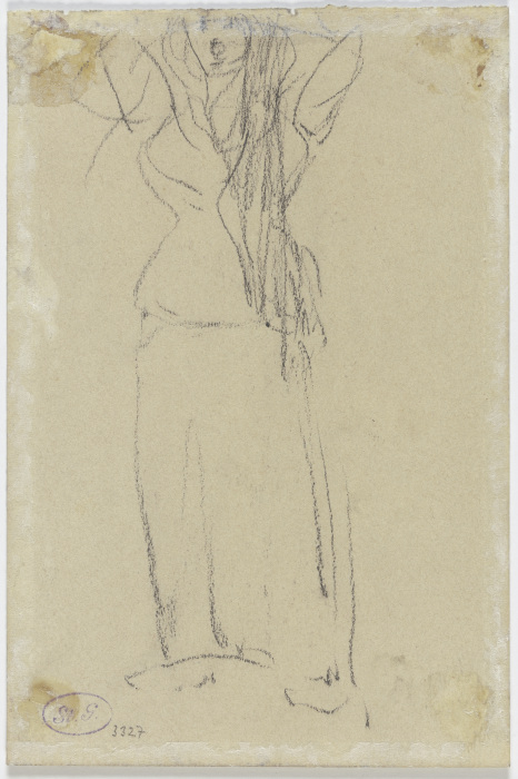Flüchtige Skizze einer Frauenfigur mit erhobenen Armen a Piet Mondrian