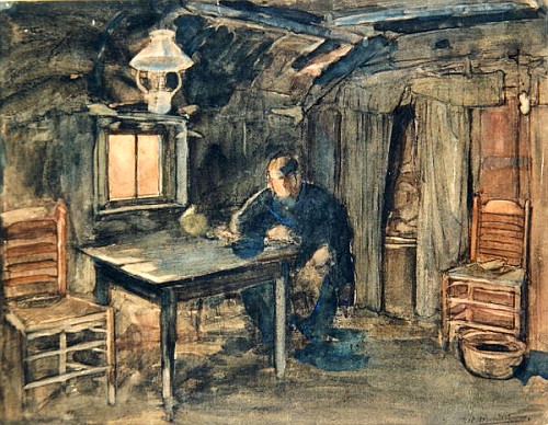 Hannes Van Nistelrode Seated in His Farmhouse a Piet Mondrian