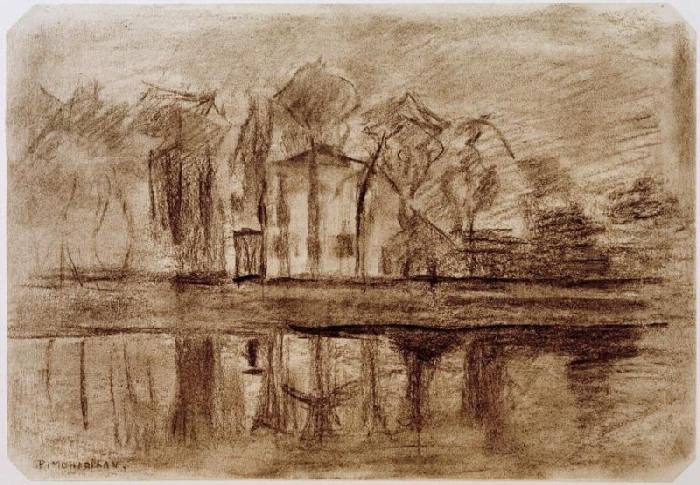 House with trees a Piet Mondrian