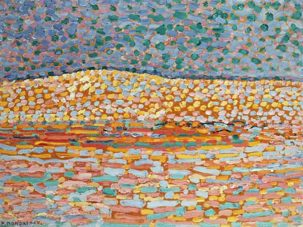 Pointillistische Studie einer Düne, mit leichter Erhebung auf der linken Seite a Piet Mondrian