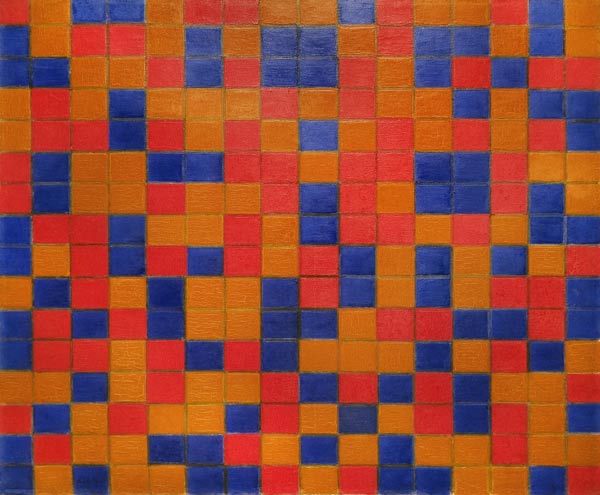 Composition with Grid 8; Checkerboard Composition with Dark Colours a Piet Mondrian