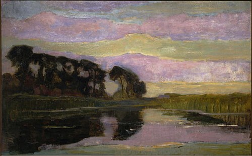 Riverscape with a Row of Trees at Left a Piet Mondrian