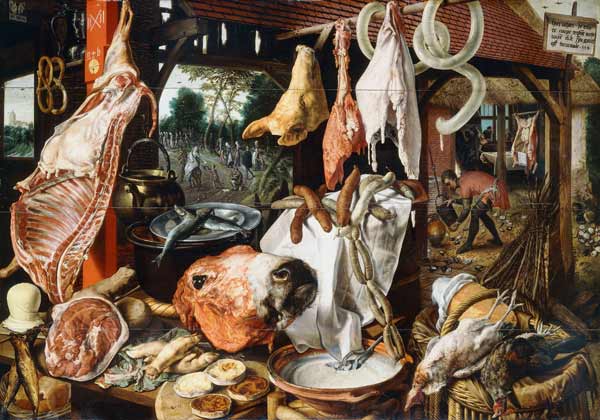 Butcher's Stall with the Flight into Egypt a Pieter Aertsen
