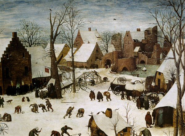 The national census to Bethlehem. Detail above on the right a Pieter Brueghel il Vecchio
