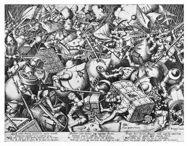 Kampf der Sparkassen gegen die Geldsäcke  (Repro nach Zeichnung von Pieter Bruegel d. Ä) a Pieter Brueghel il Vecchio