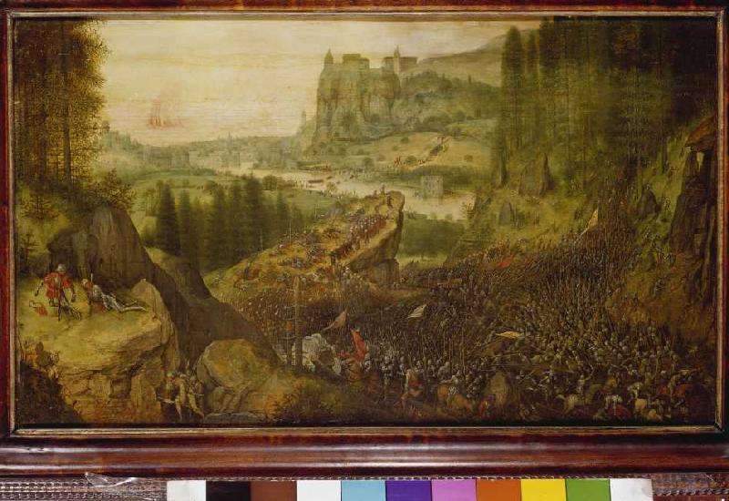 The suicide Sauls in the battle on the mountain Gilboa. a Pieter Brueghel il Vecchio
