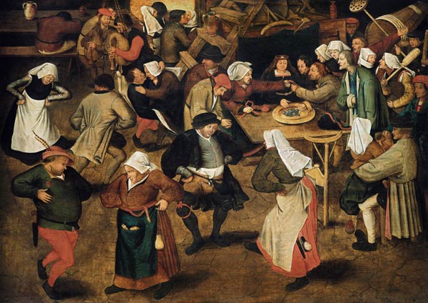 Der Hochzeitstanz in der Scheune. a Pieter Brueghel il Giovane