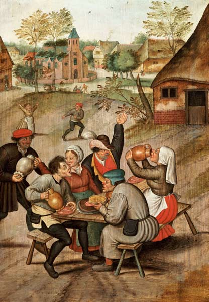 Das Frühstück der Diener nach der Hochzeit. a Pieter Brueghel il Giovane