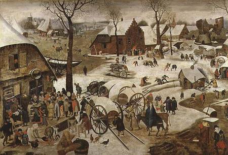The Payment of the Tithe or The Census at Bethlehem  (for detail see 89722) a Pieter Brueghel il Giovane