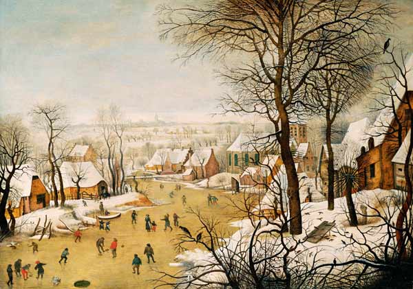 A Winter Landscape with Skaters and a Bird Trap a Pieter Brueghel il Giovane
