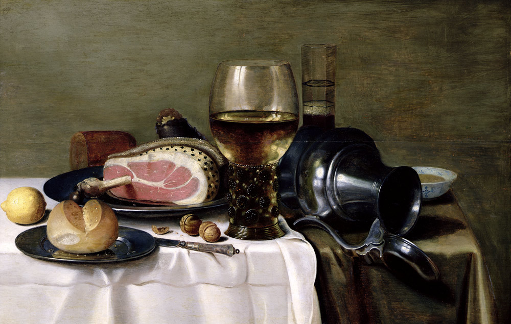 Still Life with Ham a Pieter Claesz