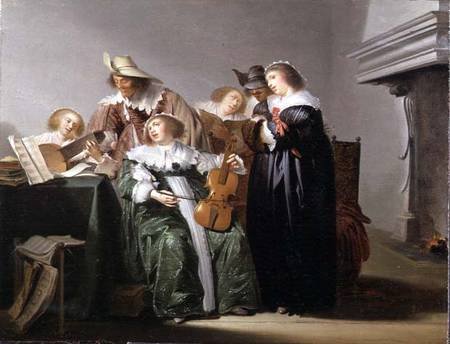 Elegant Figures Music Making in an Interior a Pieter Codde