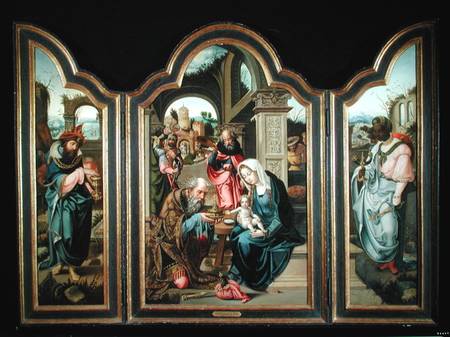 Triptych depicting the Adoration of the Magi a Pieter Coecke van Aelst