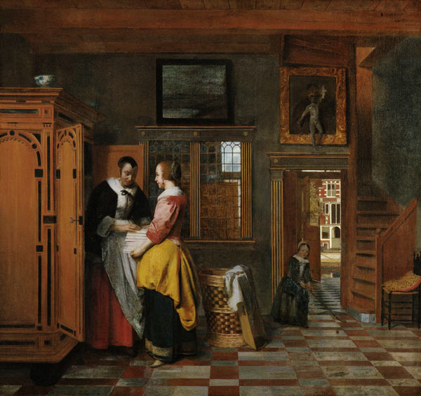 Interior with Women beside a Linen Chest a Pieter de Hooch