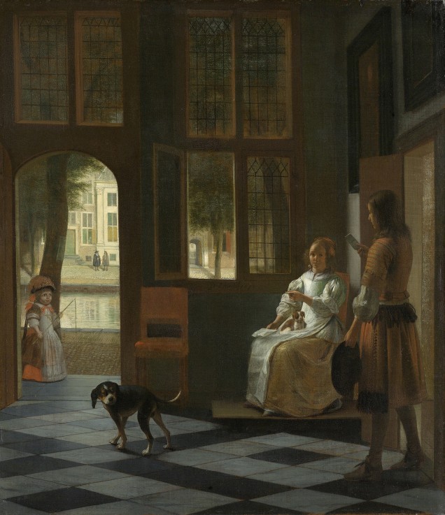 A Woman Directing a Young Man With a Letter a Pieter de Hooch