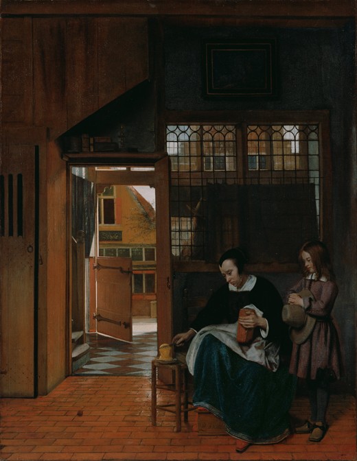 A Woman Preparing Bread and Butter for a Boy a Pieter de Hooch