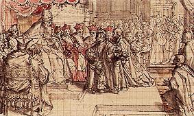 Otto sent when imperial by Wittelsbach in front of pope Hadrian IV. a Pieter de Witte