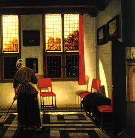 Service maid in Dutch interior a Pieter Janssens Elinga
