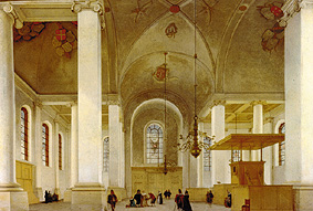Inside of the new church (Nieuwe Kerk) of Haarlem. a Pieter Jansz. Saenredam