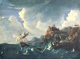 Seesturm an einer Felsenküste mit Schiffswrack a Pieter Mulier (Tempesta)