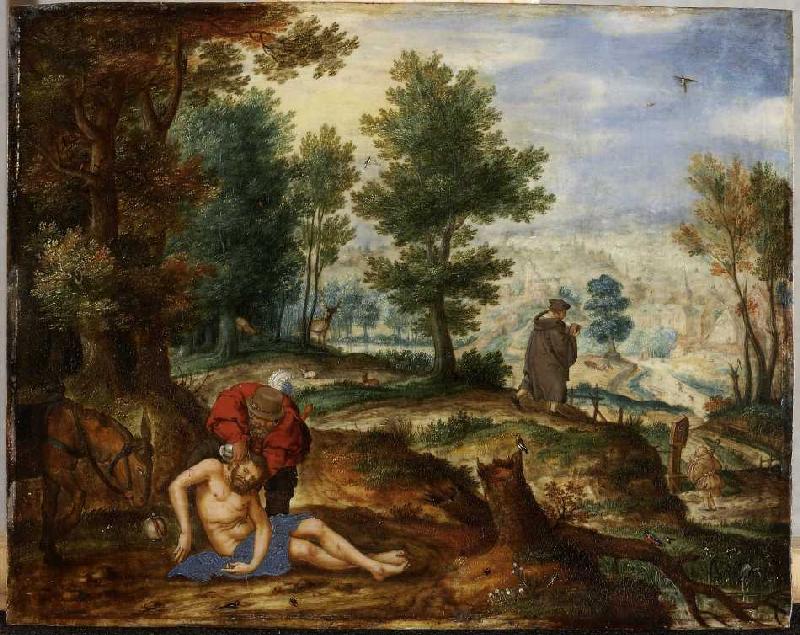 Landschaft mit barmherzigen Samariter. a Pieter Stevens