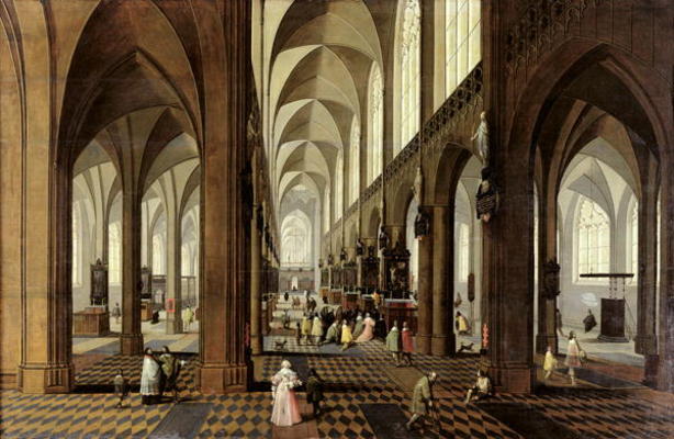 Interior of Antwerp Cathedral, c.1650 (oil on panel) a Pieter the Younger Neeffs