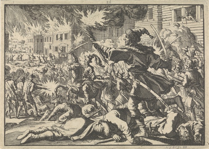 Fighting in the streets of Moscow between Russians and Poles in 1611 a Pieter van der Aa