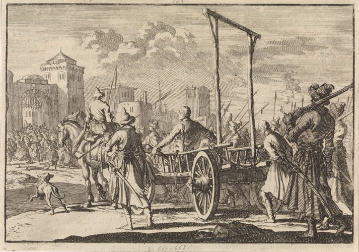 Arrival of Stepan Razin and his brother Frol in an iron cage in Moscow, 1671 a Pieter van der Aa