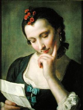 A Young Woman reading a Love Letter