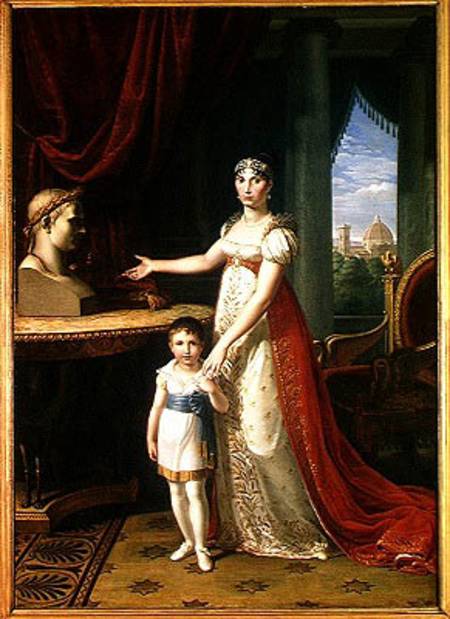 Elisa Bonaparte (1777-1820) Grand Duchess of Tuscany and her Daughter Napoleone-Elisa a Pietro Benvenuti