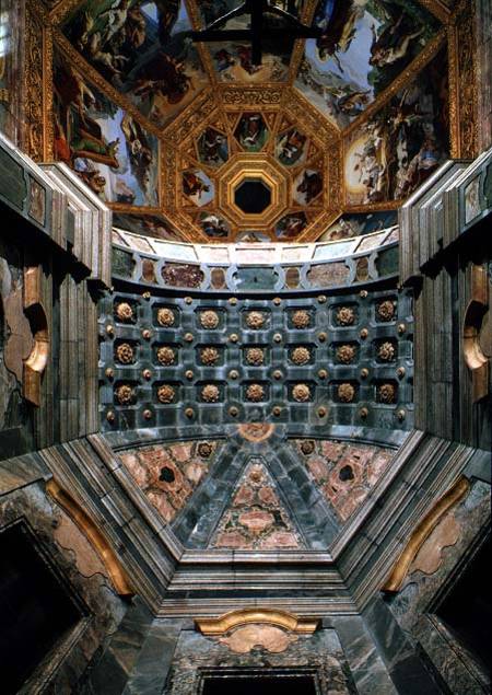 View of the interior showing the coffered vault above the altar designed by Matteo Nigetti (1560-164 a Pietro  Benvenuti