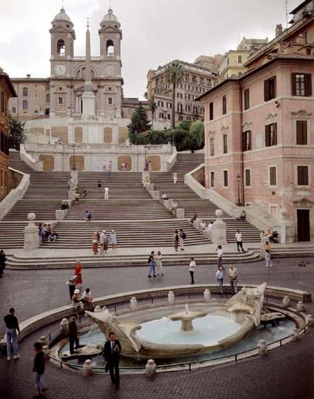 View of the Spanish Steps or Scalinata, by Francesco De Santis (1693-1740) 1723-26, the Fontana dell a Pietro  Bernini